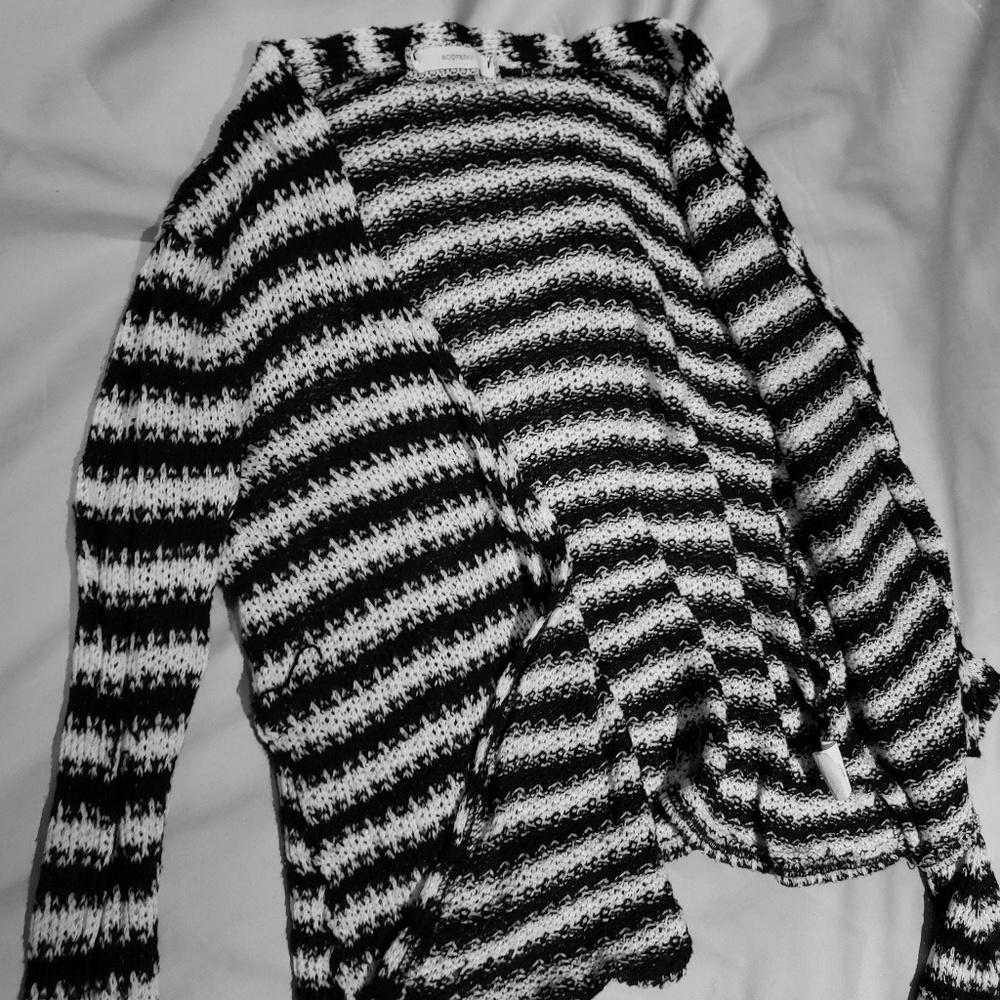 Knit black and white cardigan made by soprano 7/8